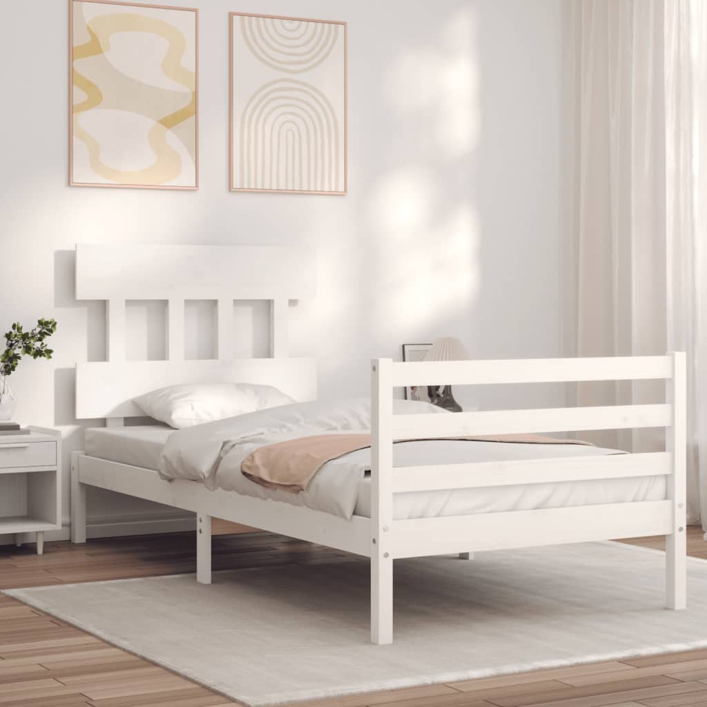 Bed Frame without Mattress White 100x200 cm Solid Wood