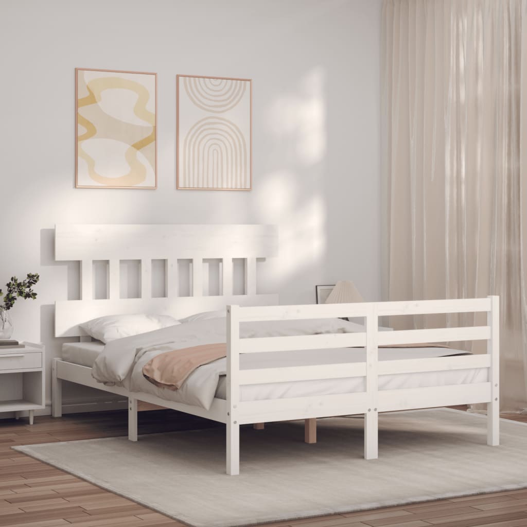 Bed Frame without Mattress White 120x200 cm Solid Wood