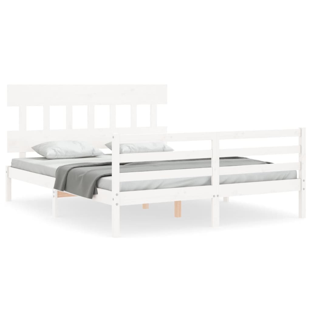 Bed Frame without Mattress White 160x200 cm Solid Wood