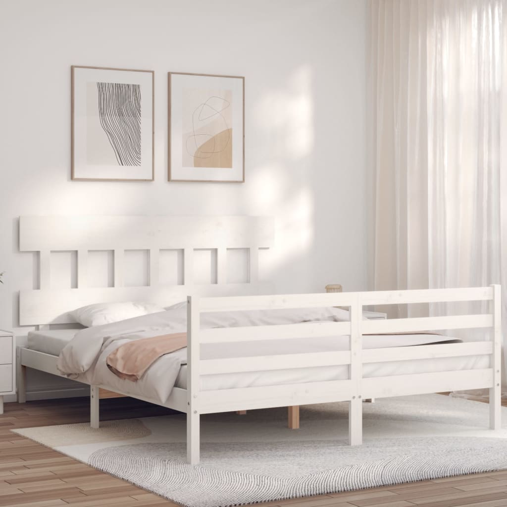 Bed Frame without Mattress White 160x200 cm Solid Wood