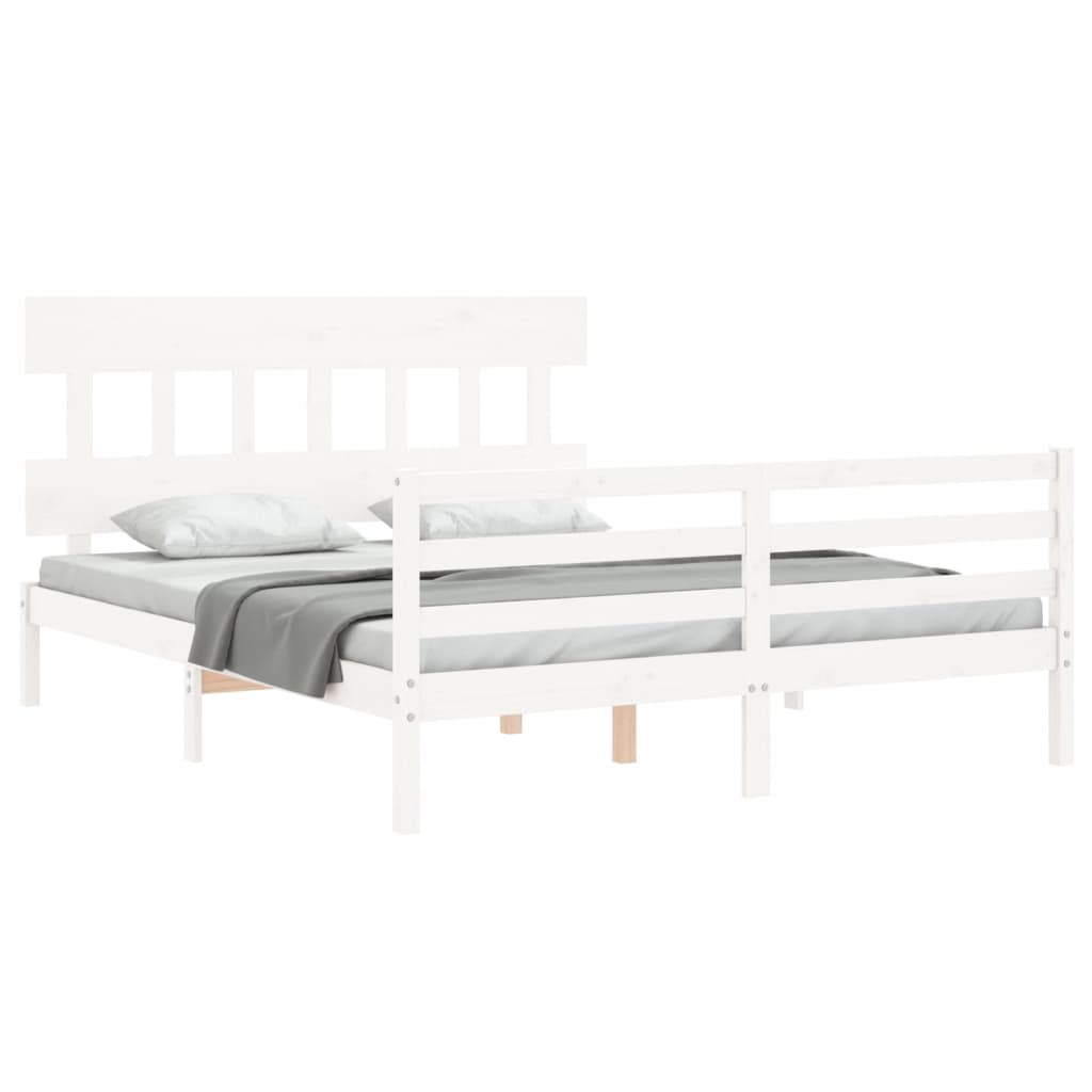 Bed Frame without Mattress White 160x200 cm Solid Wood