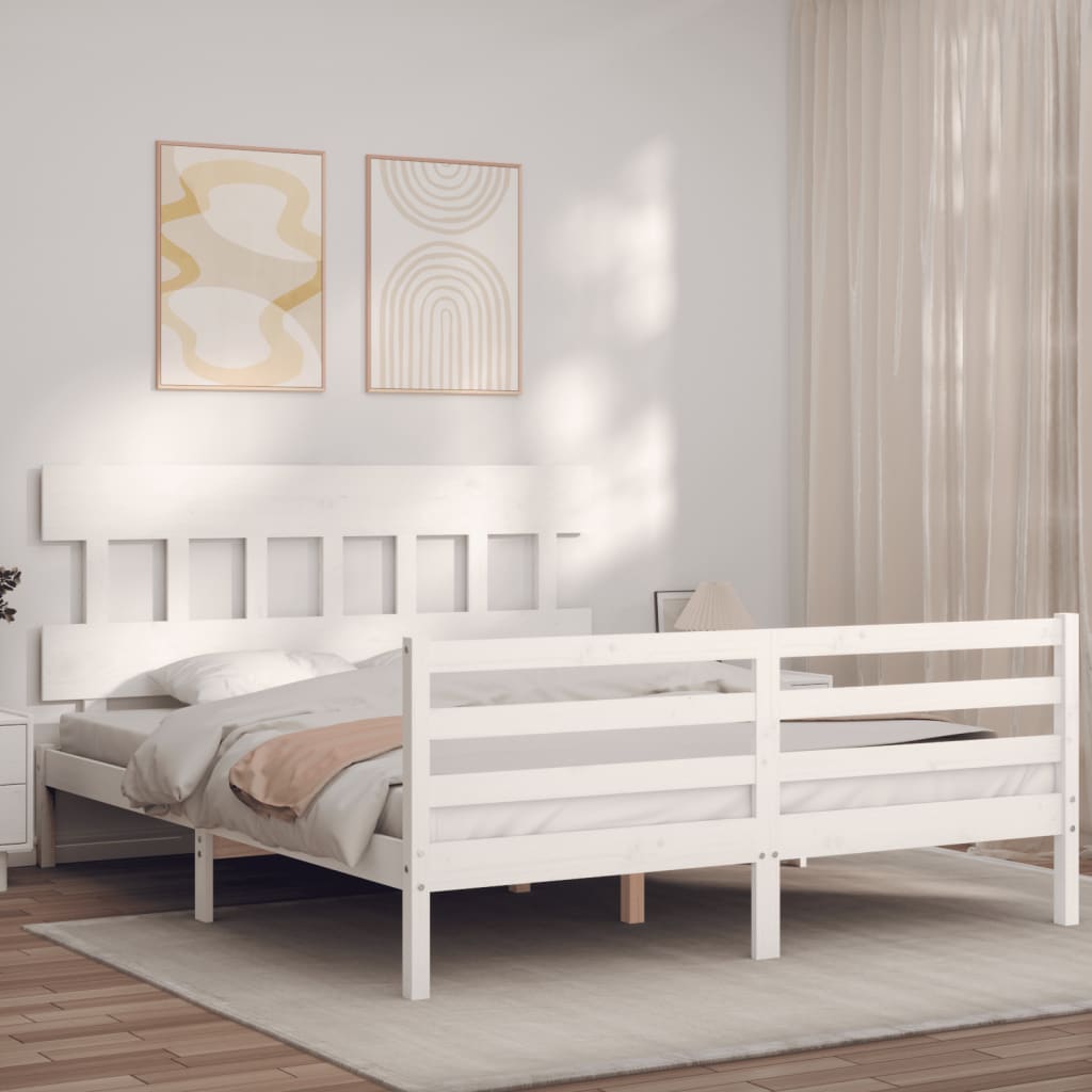 Bed Frame without Mattress White 160x200 cm Solid Wood