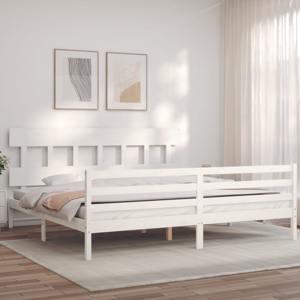 Bed Frame without Mattress White Super King Size Solid Wood
