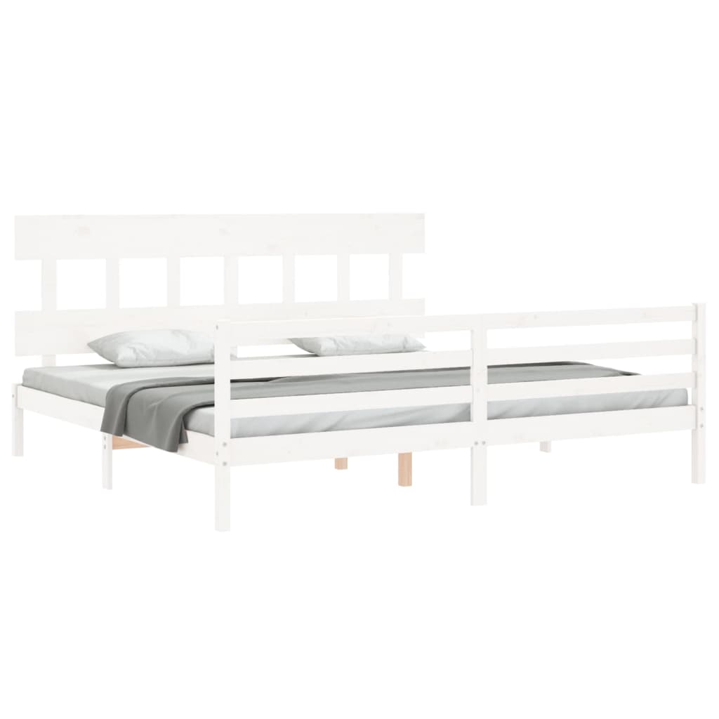 Bed Frame without Mattress White Super King Size Solid Wood
