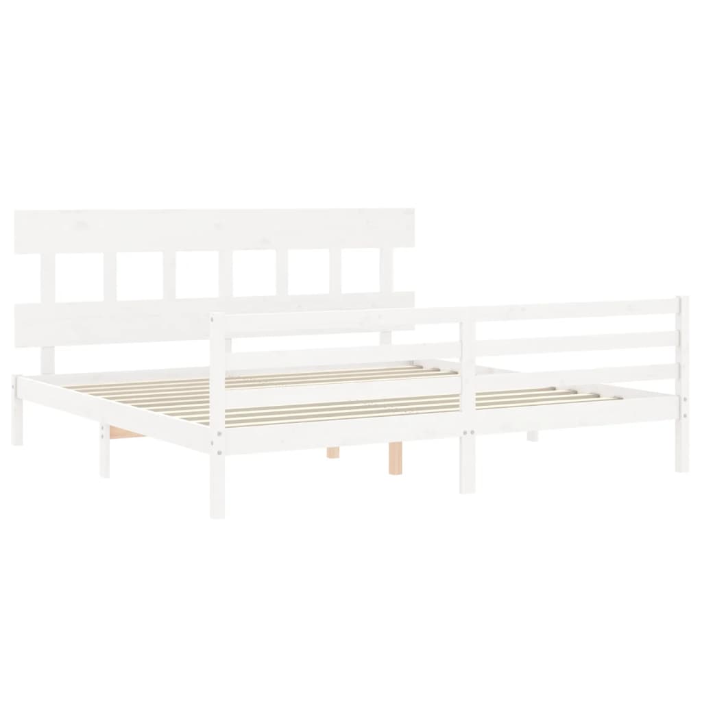Bed Frame without Mattress White Super King Size Solid Wood