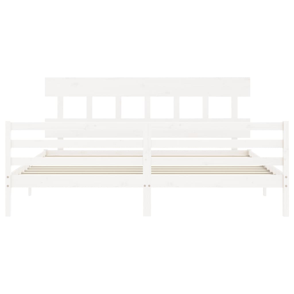Bed Frame without Mattress White Super King Size Solid Wood