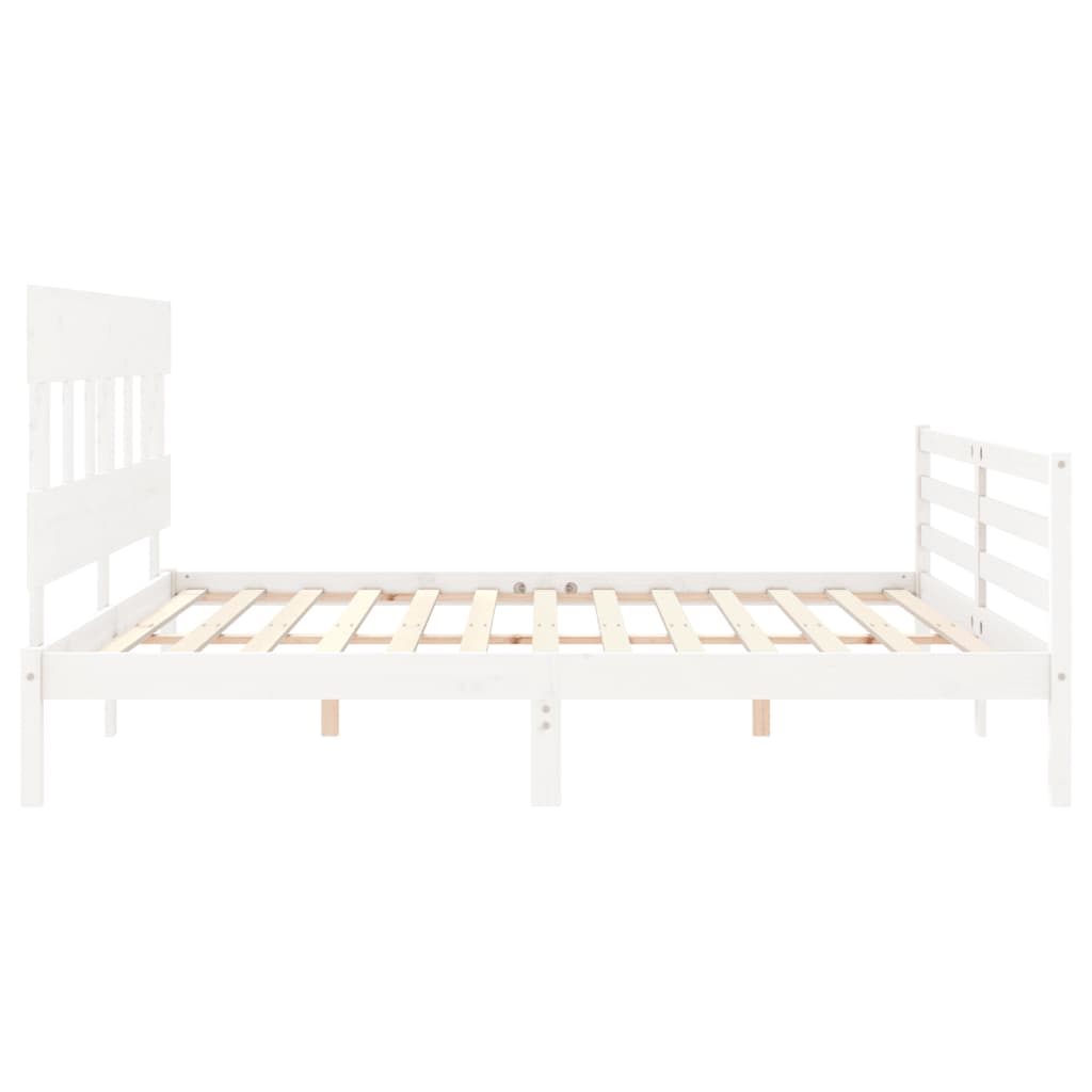 Bed Frame without Mattress White Super King Size Solid Wood