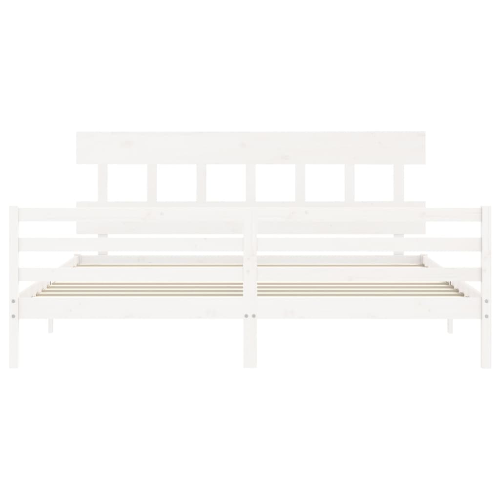Bed Frame without Mattress White 200x200 cm Solid Wood