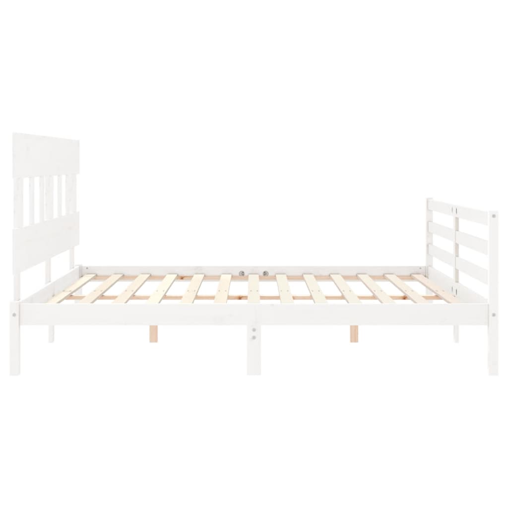 Bed Frame without Mattress White 200x200 cm Solid Wood
