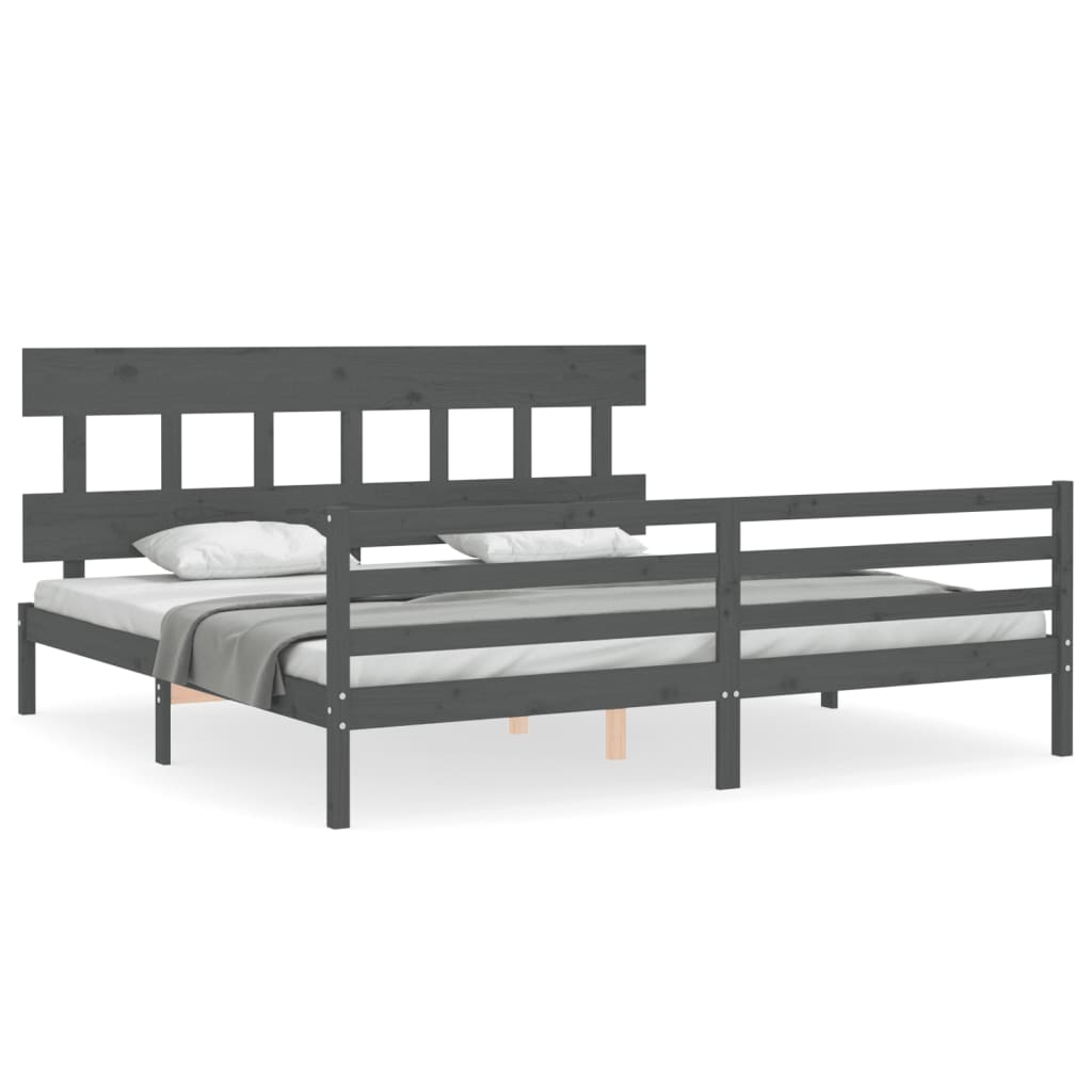 Bed Frame without Mattress Grey 200x200 cm Solid Wood