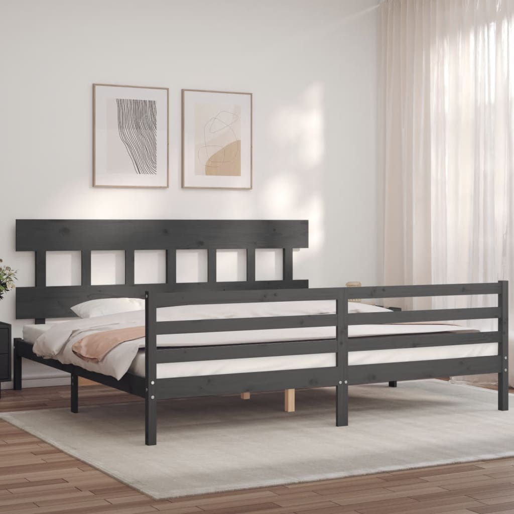 Bed Frame without Mattress Grey 200x200 cm Solid Wood