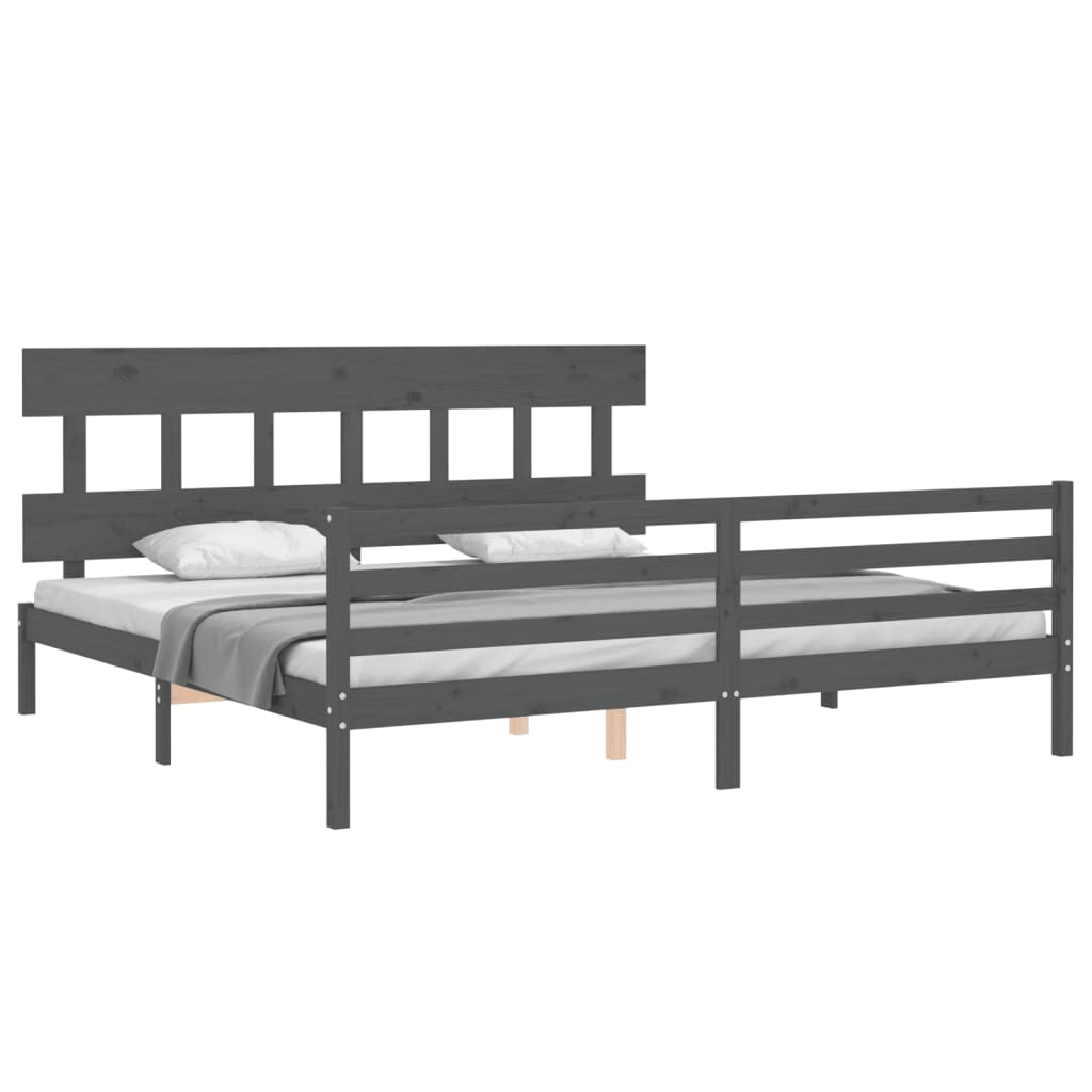 Bed Frame without Mattress Grey 200x200 cm Solid Wood