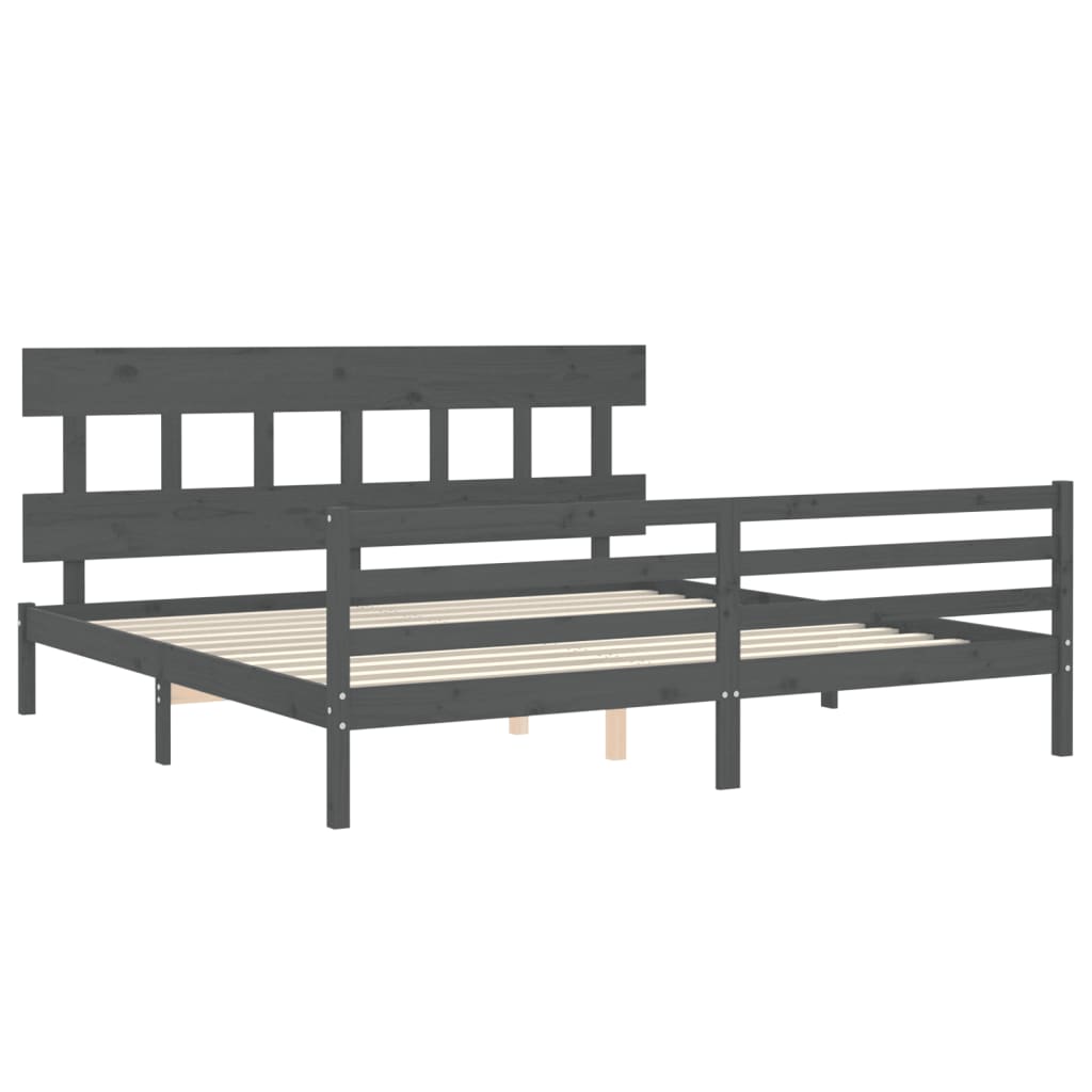 Bed Frame without Mattress Grey 200x200 cm Solid Wood