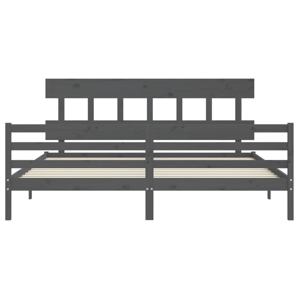 Bed Frame without Mattress Grey 200x200 cm Solid Wood