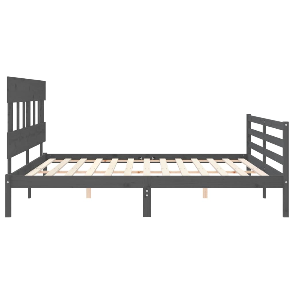 Bed Frame without Mattress Grey 200x200 cm Solid Wood