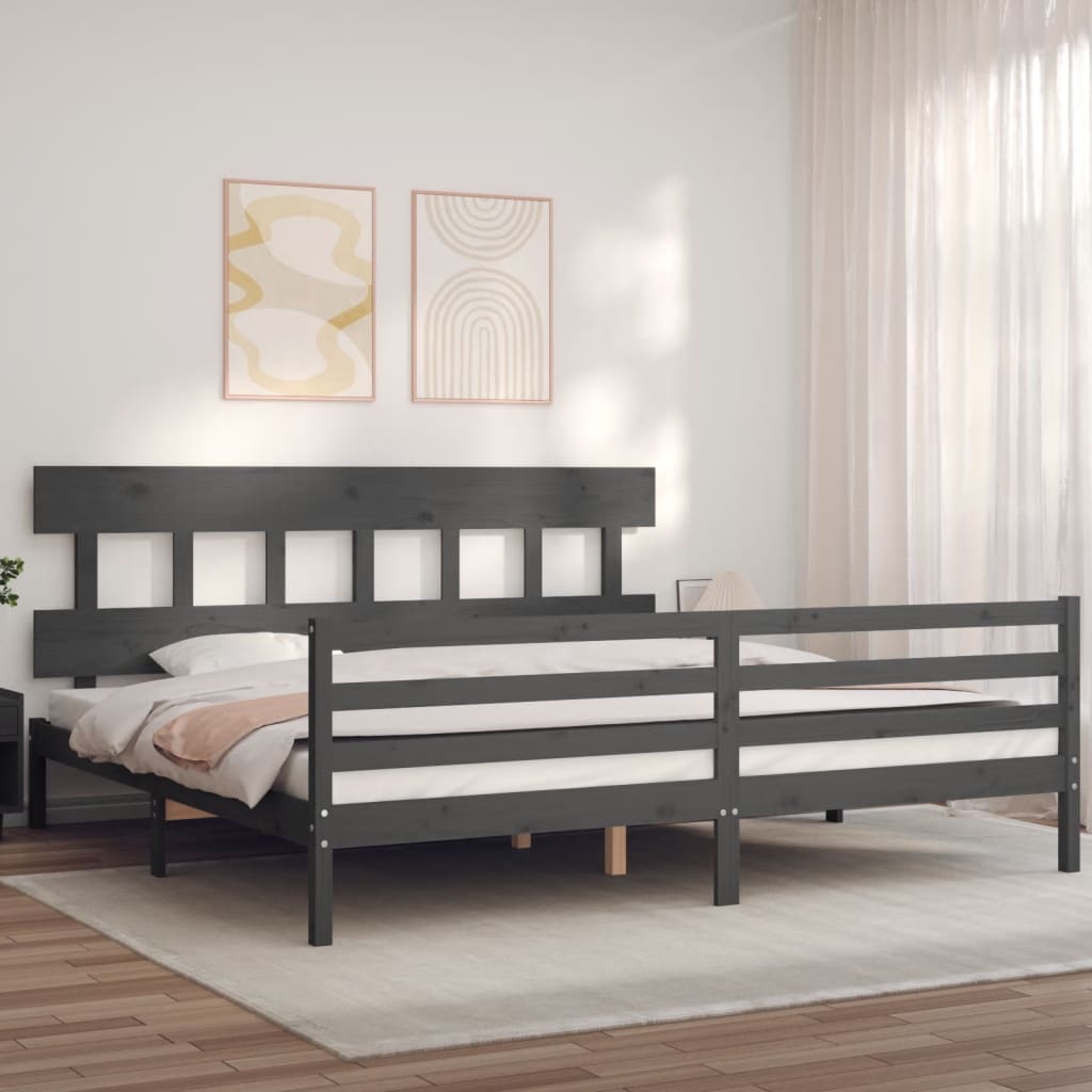 Bed Frame without Mattress Grey 200x200 cm Solid Wood