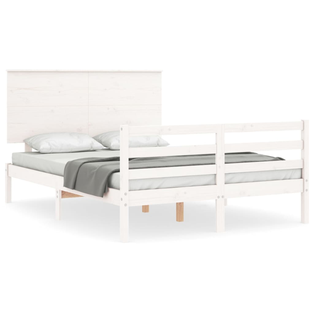 Bed Frame without Mattress White 140x190 cm Solid Wood