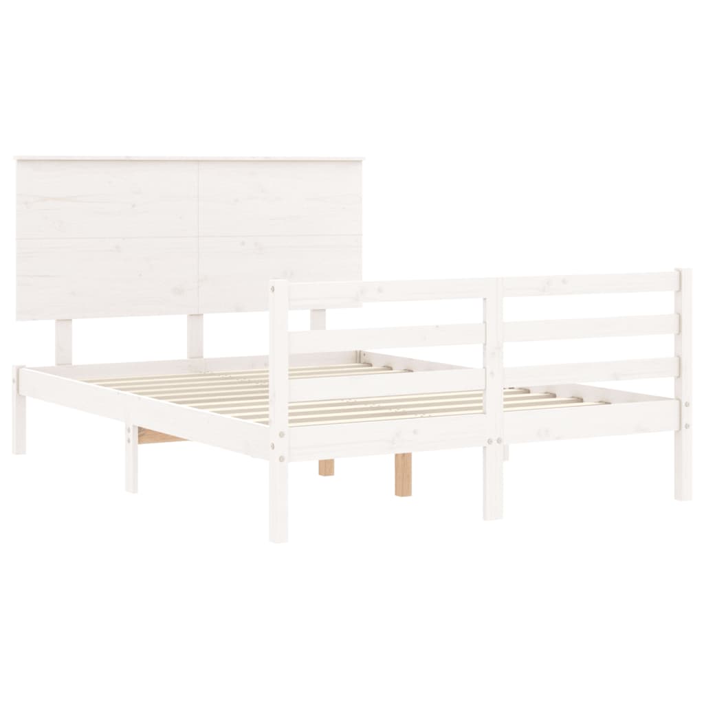 Bed Frame without Mattress White 140x190 cm Solid Wood