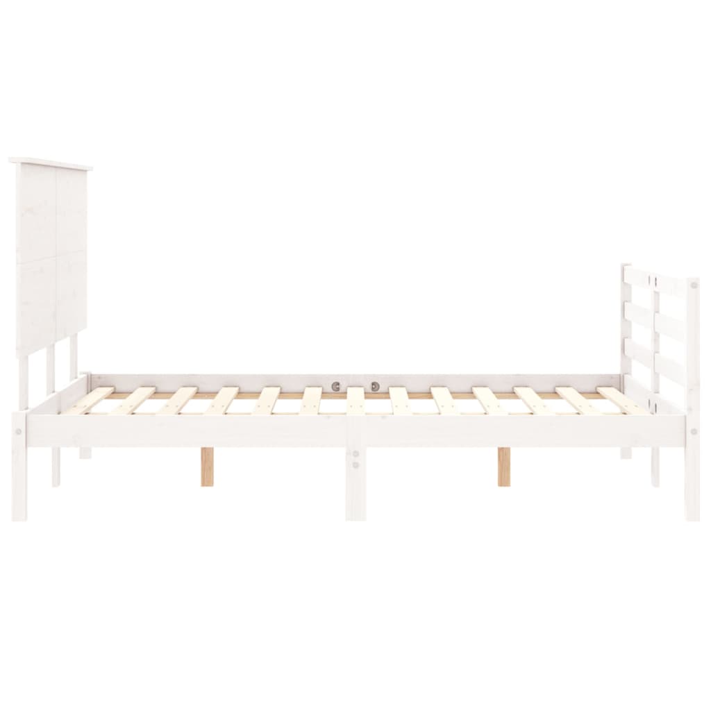 Bed Frame without Mattress White 140x190 cm Solid Wood