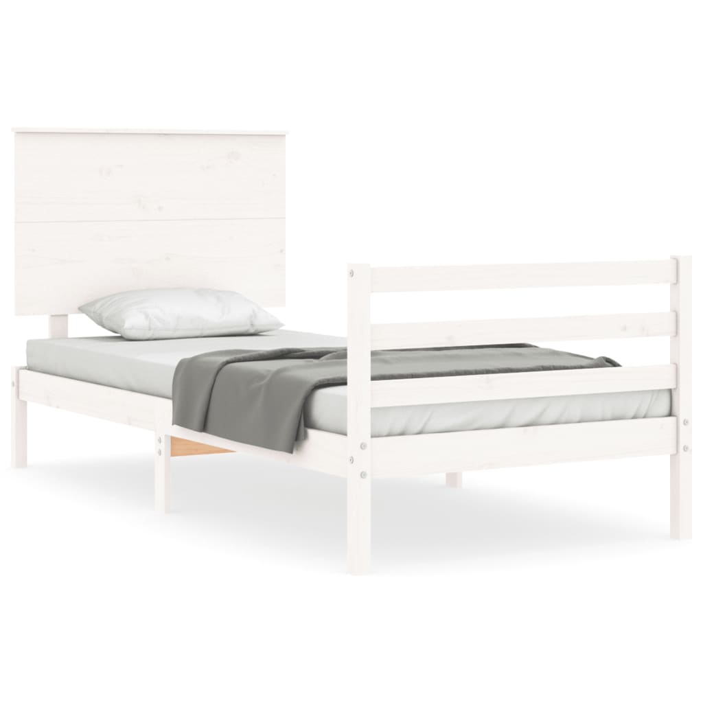 Bed Frame without Mattress White 90x200 cm Solid Wood