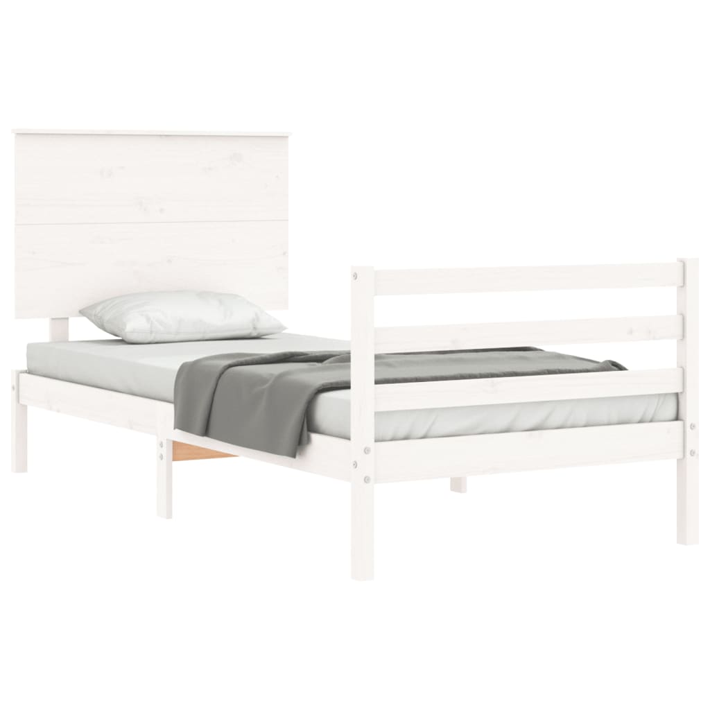 Bed Frame without Mattress White 90x200 cm Solid Wood