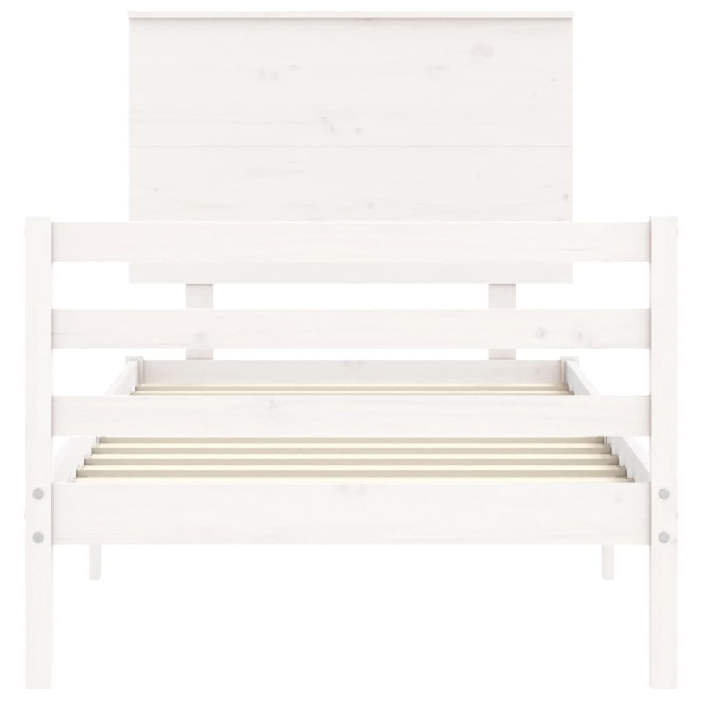 Bed Frame without Mattress White 90x200 cm Solid Wood