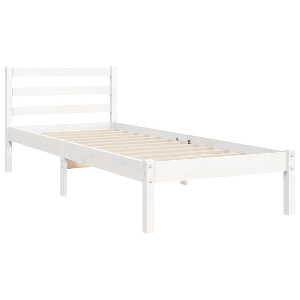 Bed Frame without Mattress White 90x200 cm Solid Wood