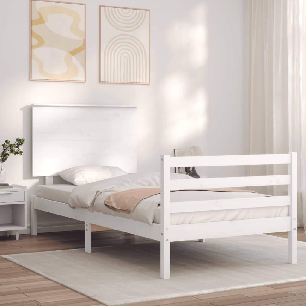 Bed Frame without Mattress White 90x200 cm Solid Wood