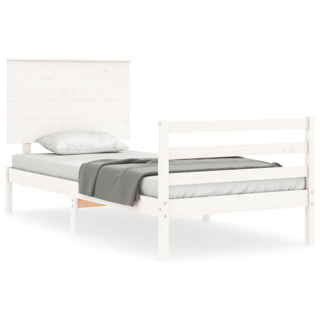 Bed Frame without Mattress White 100x200 cm Solid Wood