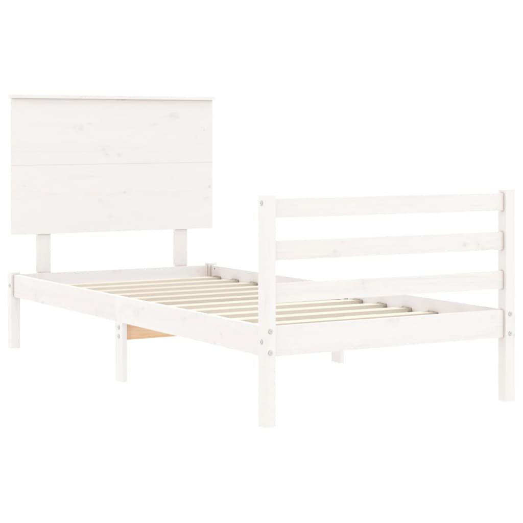 Bed Frame without Mattress White 100x200 cm Solid Wood