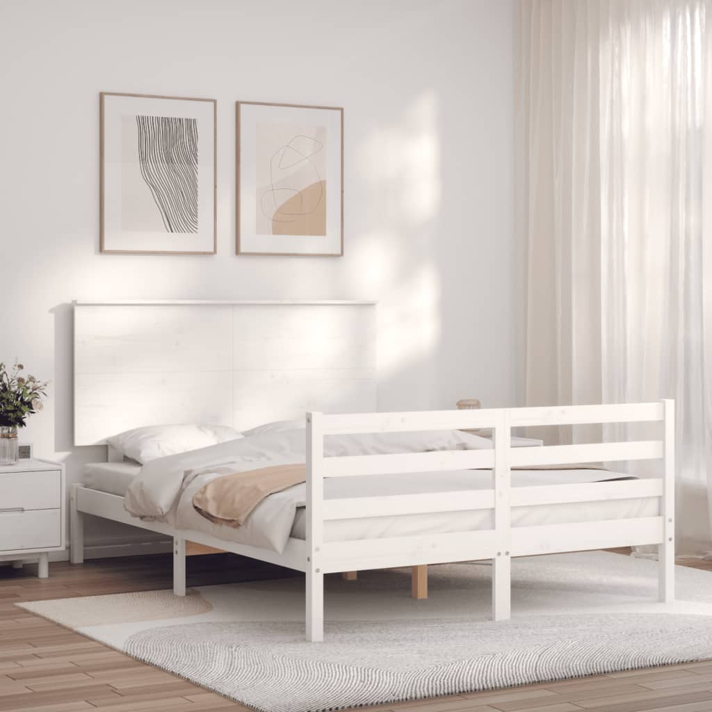 Bed Frame without Mattress White 120x200 cm Solid Wood
