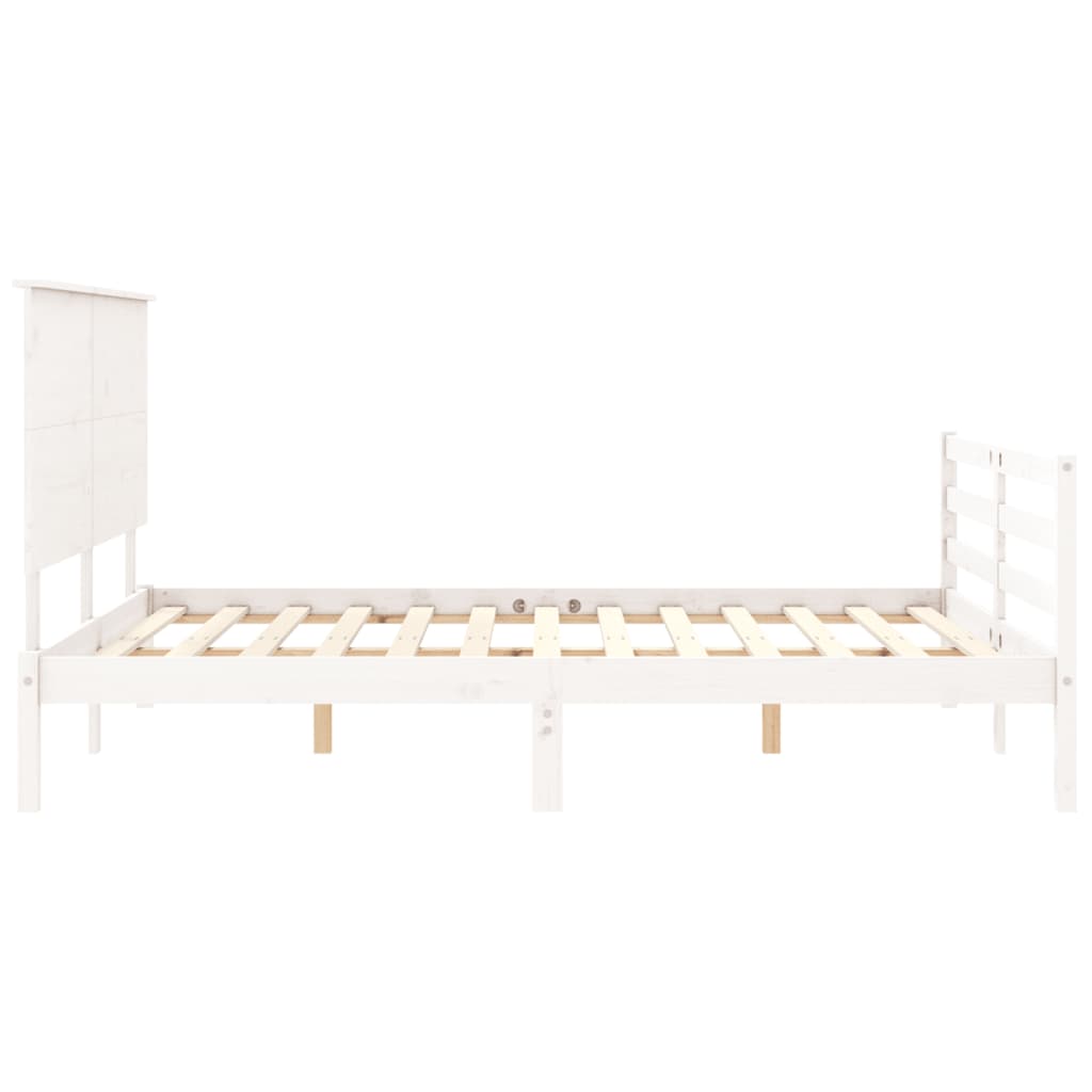 Bed Frame without Mattress White King Size Solid Wood