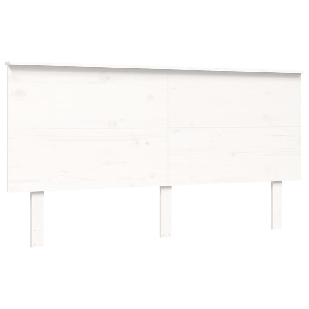 Bed Frame without Mattress White King Size Solid Wood
