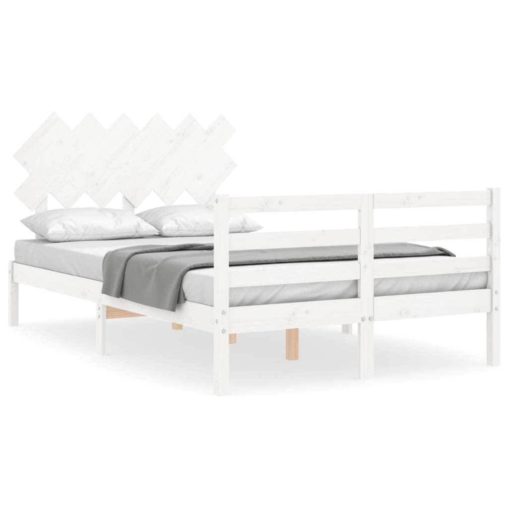 Bed Frame without Mattress White Small Double Solid Wood