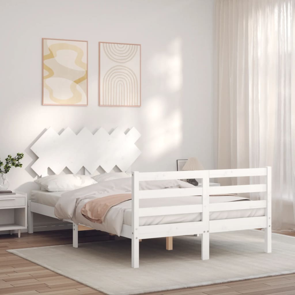 Bed Frame without Mattress White Small Double Solid Wood