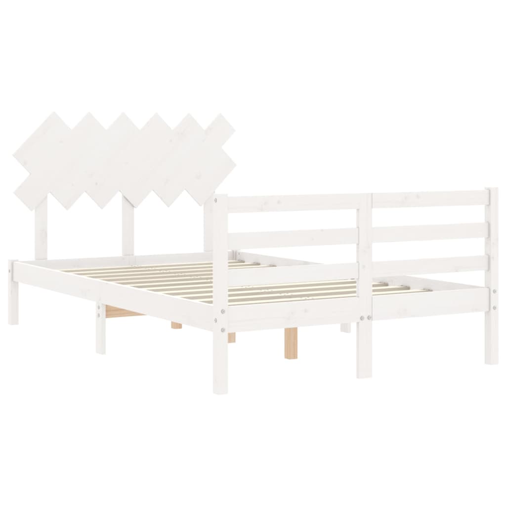 Bed Frame without Mattress White Small Double Solid Wood