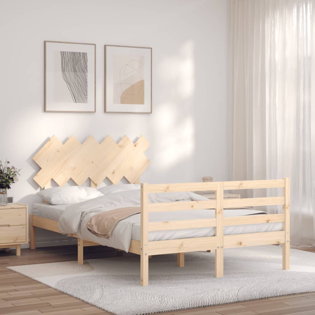 Bed Frame without Mattress Double Solid Wood