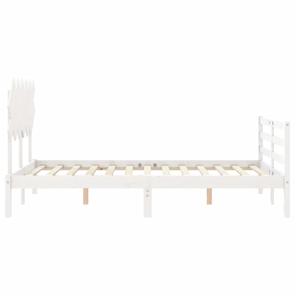 Bed Frame without Mattress White Double Solid Wood