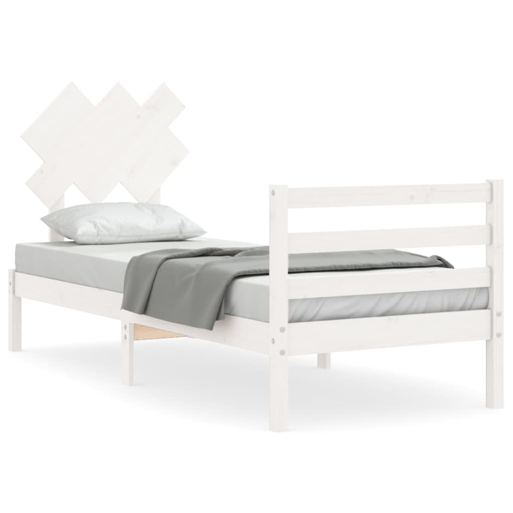 Bed Frame without Mattress White 90x200 cm Solid Wood