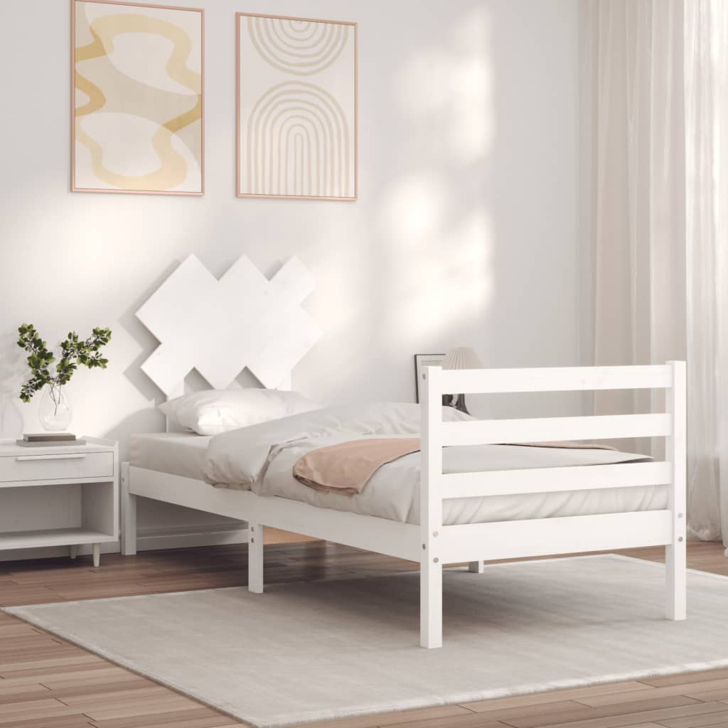 Bed Frame without Mattress White 90x200 cm Solid Wood