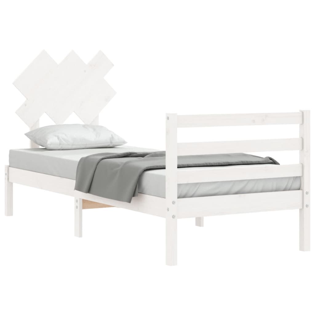 Bed Frame without Mattress White 90x200 cm Solid Wood