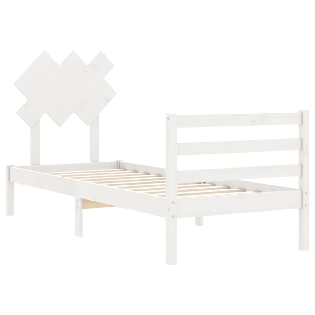 Bed Frame without Mattress White 90x200 cm Solid Wood