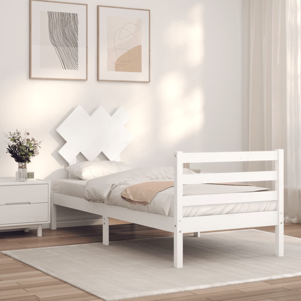 Bed Frame without Mattress White 90x200 cm Solid Wood