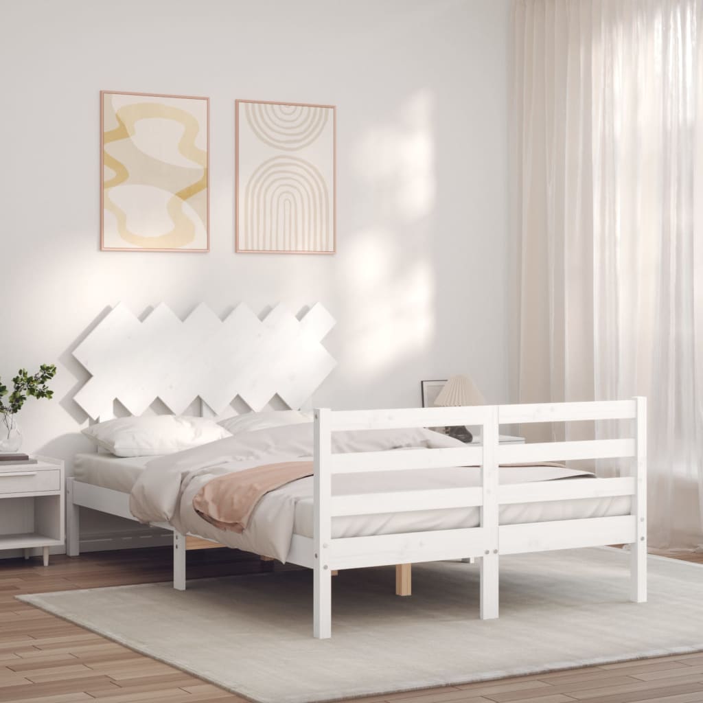 Bed Frame without Mattress White 120x200 cm Solid Wood