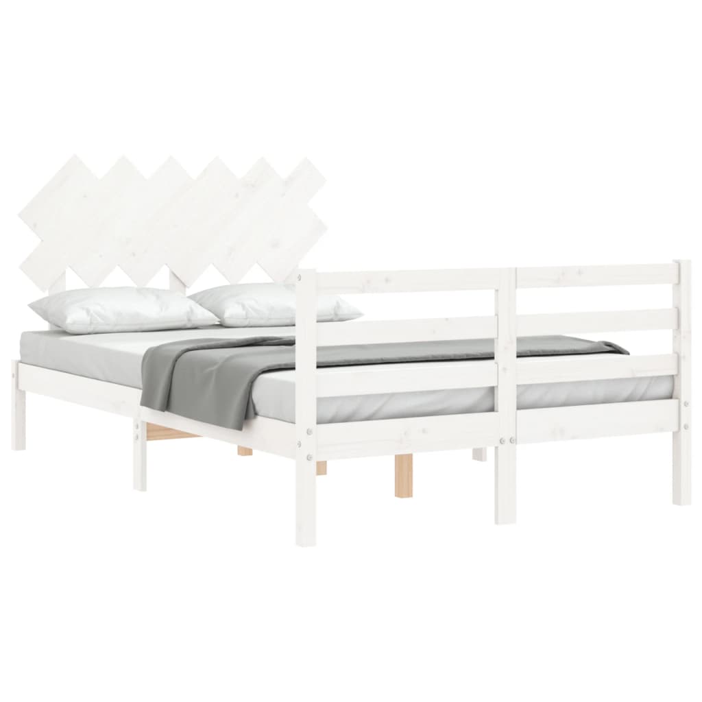 Bed Frame without Mattress White 120x200 cm Solid Wood