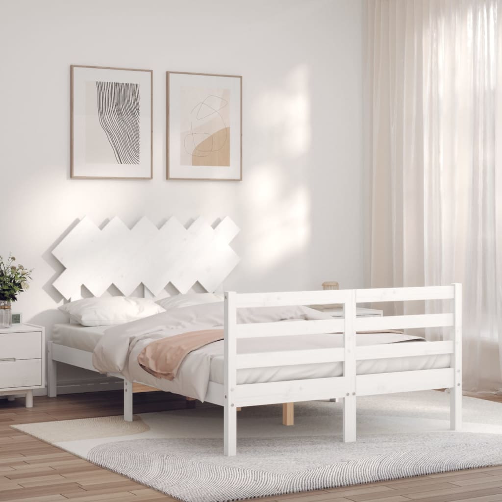 Bed Frame without Mattress White 120x200 cm Solid Wood