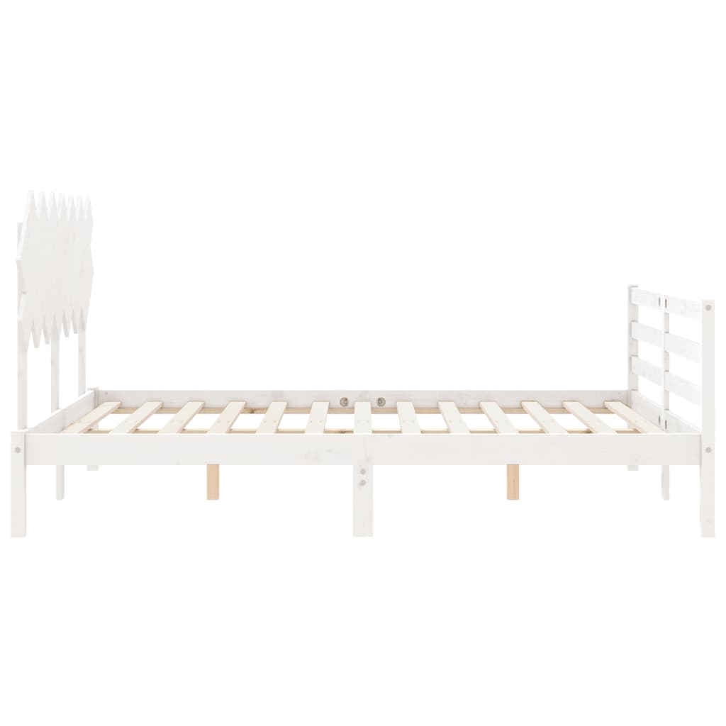 Bed Frame without Mattress White King Size Solid Wood