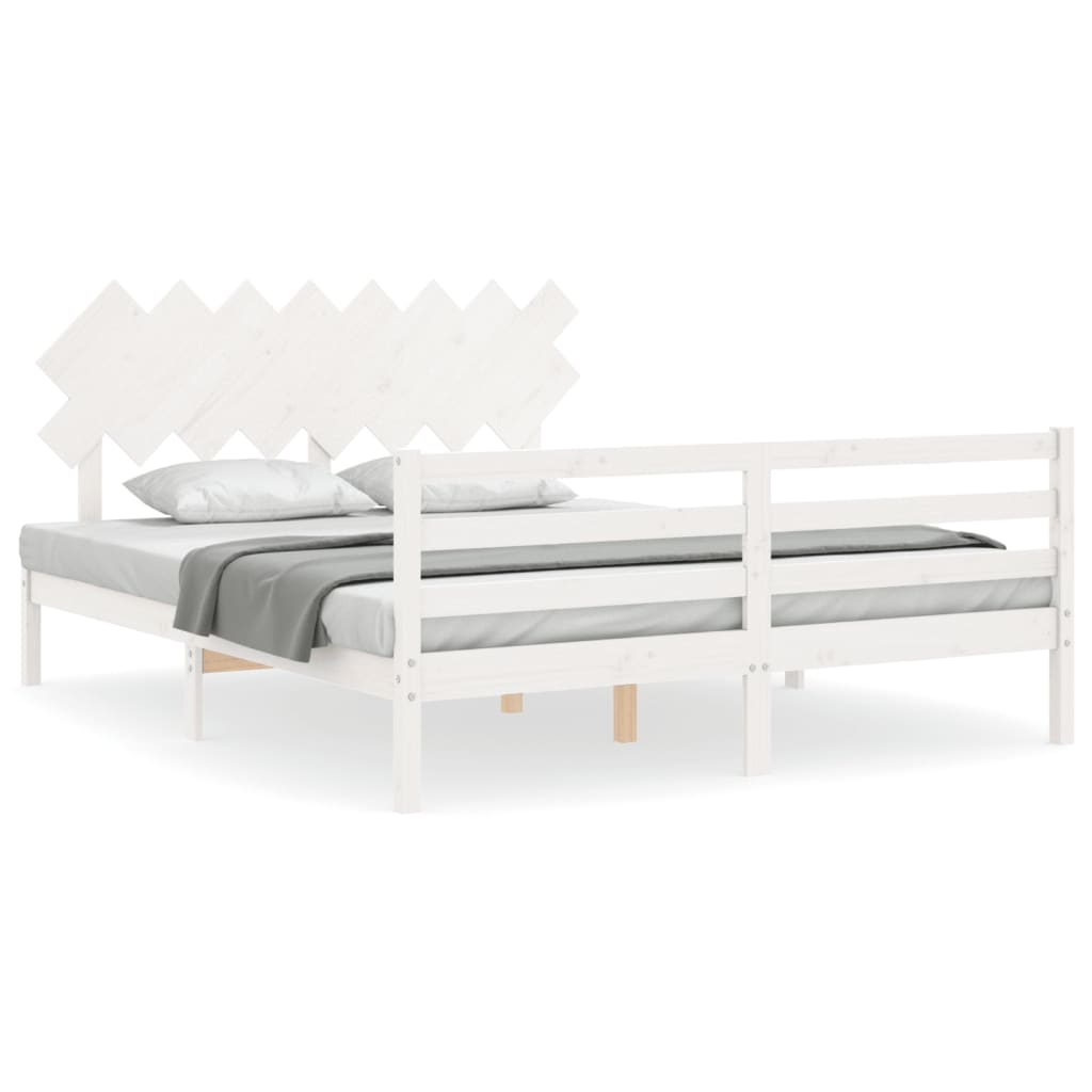 Bed Frame without Mattress White 160x200 cm Solid Wood