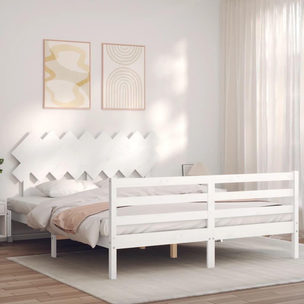 Bed Frame without Mattress White 160x200 cm Solid Wood