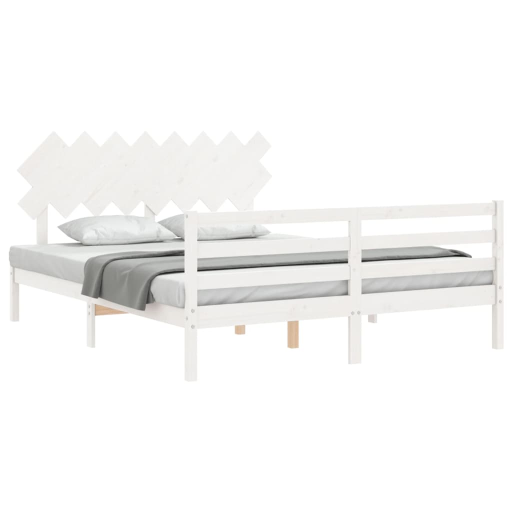 Bed Frame without Mattress White 160x200 cm Solid Wood